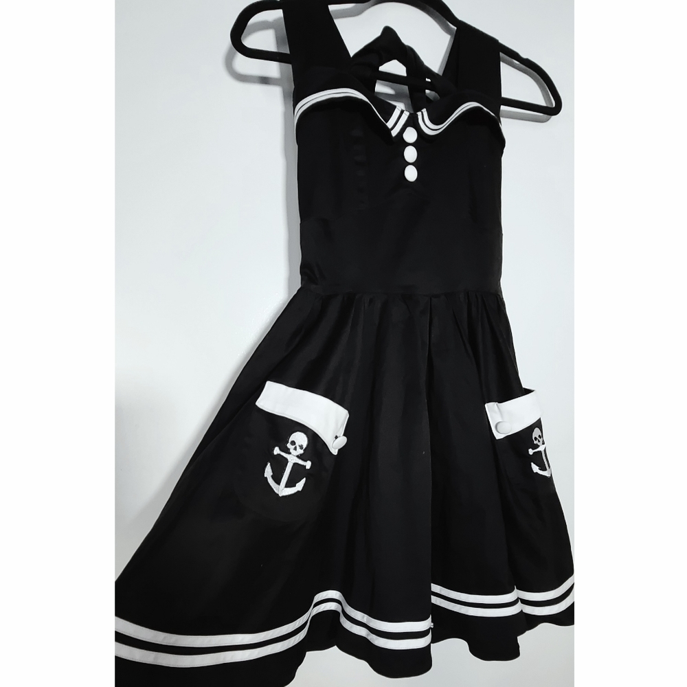 Hell Bunny Vixen Motley Sailor Halter Dress S Halloween Goth Pin-Up Girl Retro
